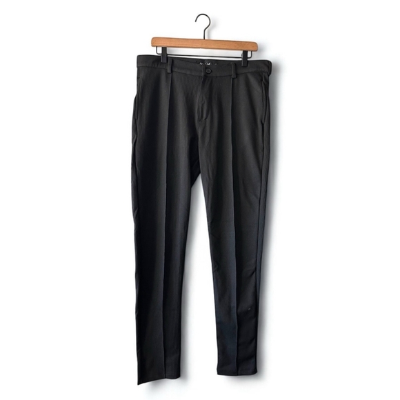 ICON. Amsterdam Black Ribbed Slim Fit Dress Pants XL - Picture 2 of 11